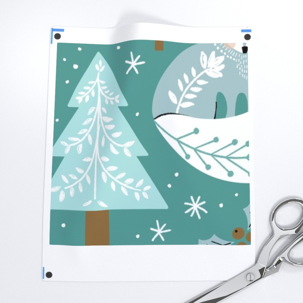 Whimsical Woodland Animals Nordic Christmas Winter Squirrel Deer Fox Trees Forest Scandinavian Cute Animals Holly Winter Berries Custom Printed Fabric by Spoonflower Various Fabrics by the Yard or Fat Quarter